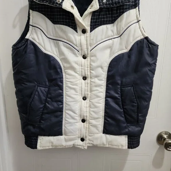 Vintage Golden Collection Pioneer Wear Women's Puffer Ski Vest Blue White Sz XL - Picture 3 of 15